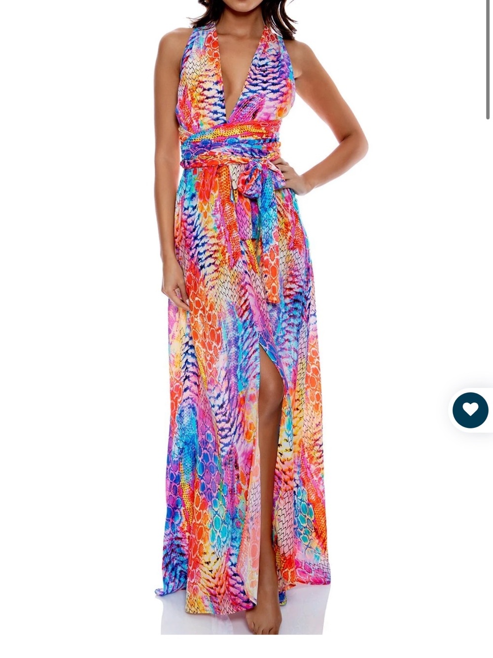 Luli Fama Bright Multi-Color Halter Maxi Dress - Dancing Queen